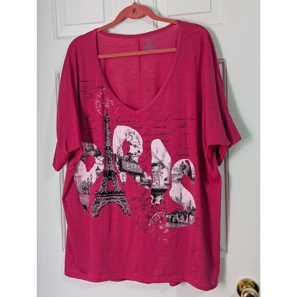 LOT OF 2 Lane Bryant AMORE PARIS MILAN FASHION T-Shirt Womens 26 28 Rhinestone - Picture 7 of 12